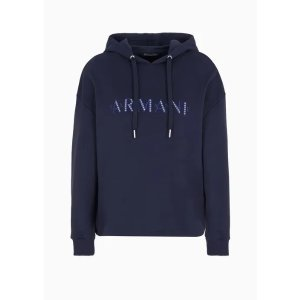 Armani Exchange Armani Sustainability Values organic french terry cotton beaded logo hooded sweatshirt