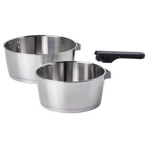 Ikea SLATROCKA Cookware kit with detachable handle, saucepan stainless steel