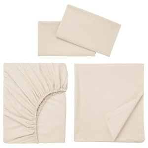 Ikea DVALA Sheet set, beige, Queen
