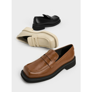 Charles & Keith Monique Square-Toe Loafers - Black Box