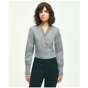 Brooks Brothers Fitted Stretch Supima® Cotton Non-Iron Ruffle Dress Shirt