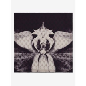 Alexander McQueen Women's Exploded Orchid Biker Foulard in Ivory/black